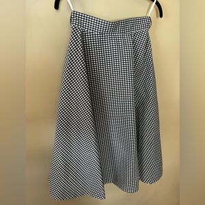 Uniqlo Navy White Gingham Plaid Checker A-line Midi Skirt Sz M